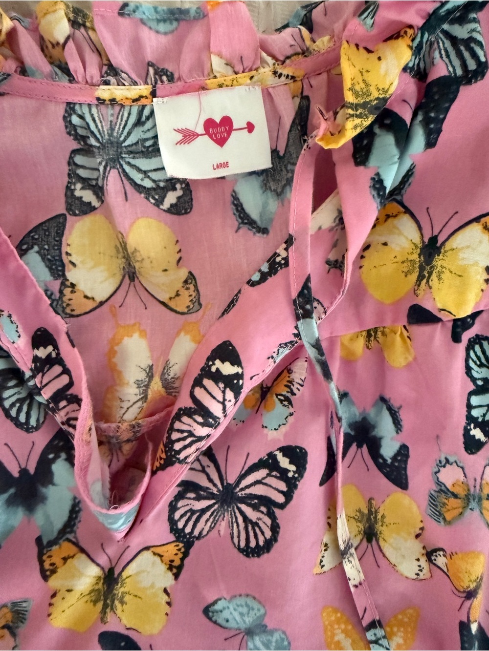 Ensley Feelin Butterflies Dress by Buddy Love - Butterfly Print Tiered size L - Picture 4 of 5